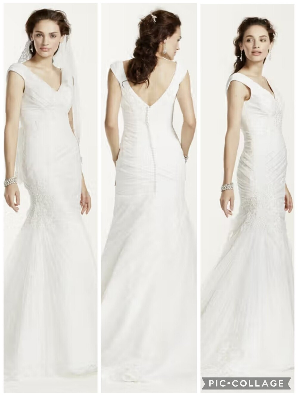 Jewel By David's Bridal Off The Shoulder Ruched Wedding Dress Ivory 9MK3733